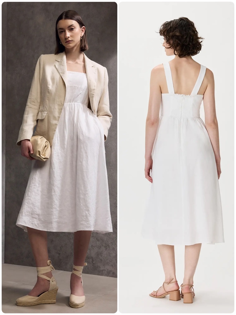 Quince 100% European Linen Fit & Flare Midi Dress White Size XS